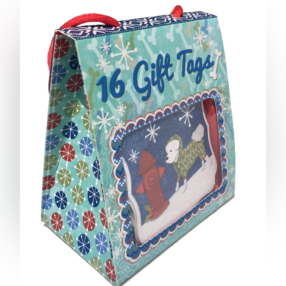 Punch Studio Christmas Embellished Dog Gift Tags in Pouch, 16 ct